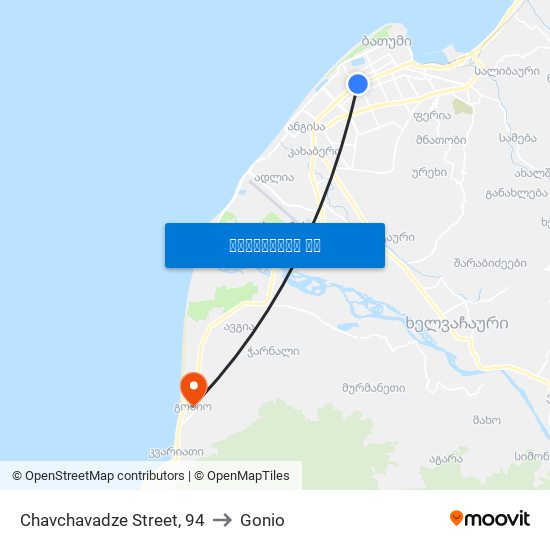 Chavchavadze Street, 94 to Gonio map