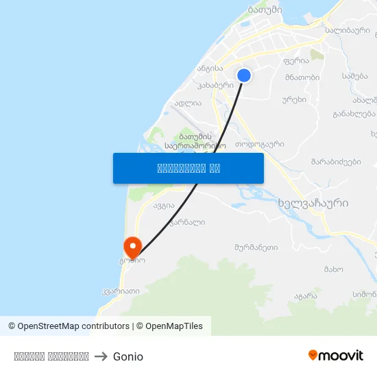 რაგბის სტადიონი to Gonio map