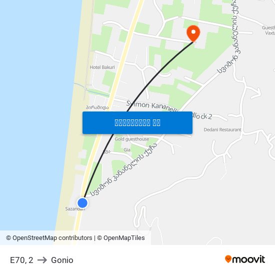 E70, 2 to Gonio map