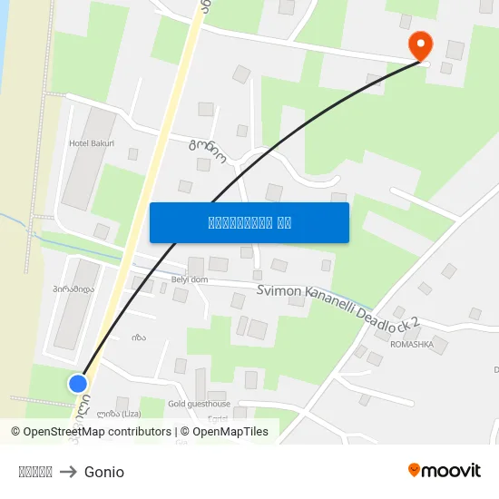 გონიო to Gonio map