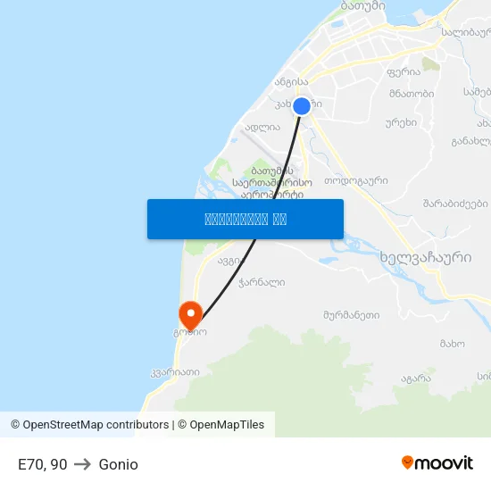 E70, 90 to Gonio map