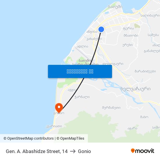 Gen. A. Abashidze Street, 14 to Gonio map