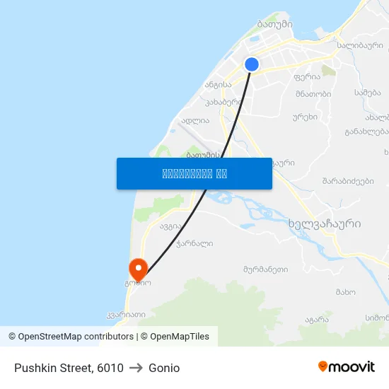 Pushkin Street, 6010 to Gonio map