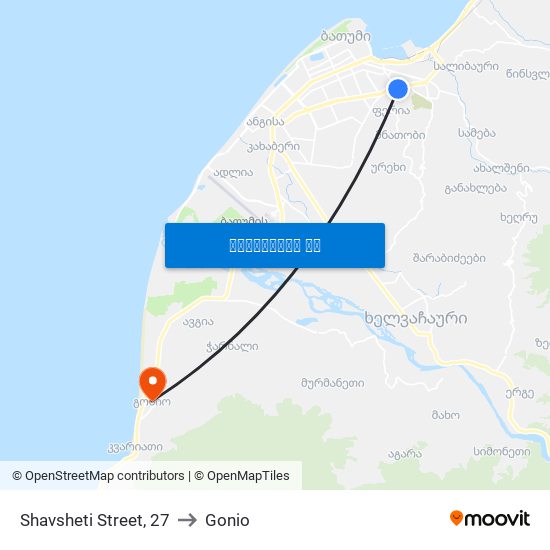 Shavsheti Street, 27 to Gonio map