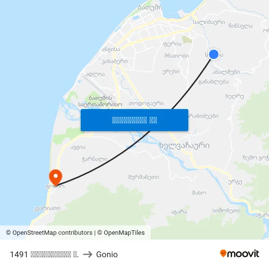 1491 მაიაკოვსკის ქ. to Gonio map