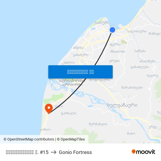 გოგებაშვილის ქ. #15 to Gonio Fortress map