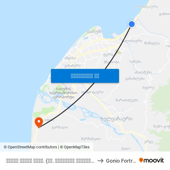 თამარ მეფის გამზ. (რკ. სადგურის მოპირდაპირედ) to Gonio Fortress map
