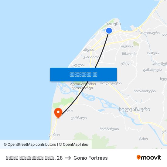 ზურაბ გორგილაძის ქუჩა, 28 to Gonio Fortress map