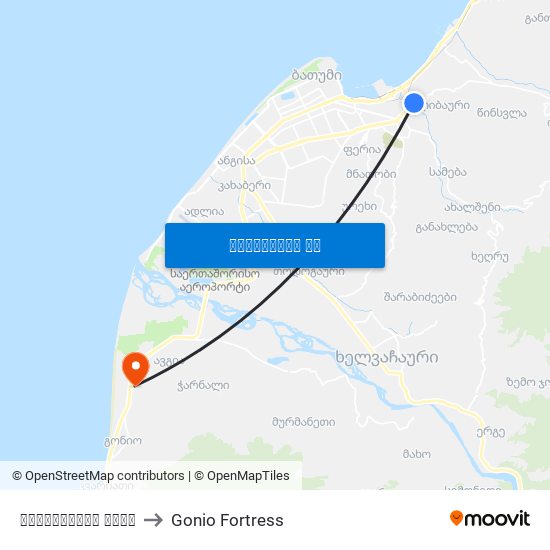 ნონეშვილის ქუჩა to Gonio Fortress map