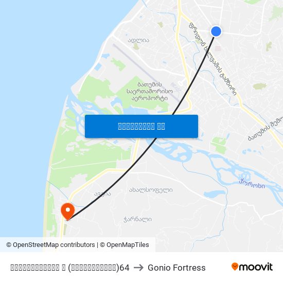 აღმაშენებლის ქ (მოპირდაპირე)64 to Gonio Fortress map