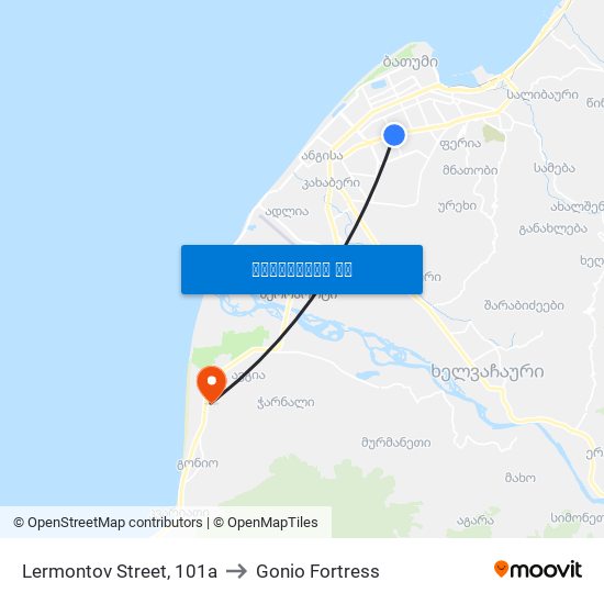 Lermontov Street, 101a to Gonio Fortress map