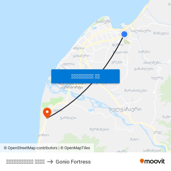 მაიაკოვსკის ქუჩა to Gonio Fortress map
