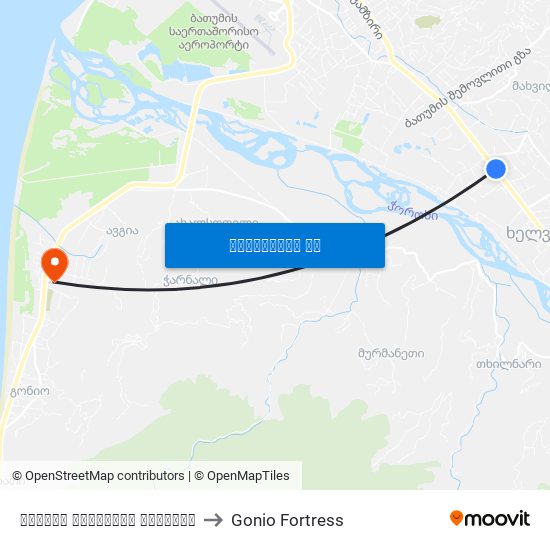 ფრიდონ ხალვაშის გამზირი to Gonio Fortress map