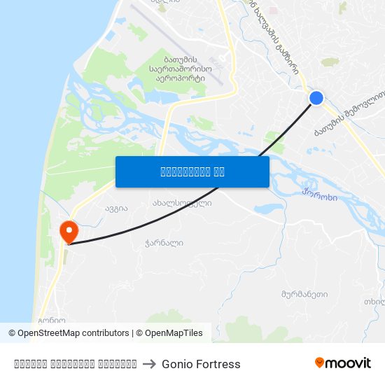 ფრიდონ ხალვაშის გამზირი to Gonio Fortress map