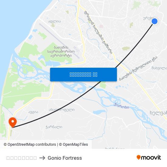 ზედაღელე to Gonio Fortress map