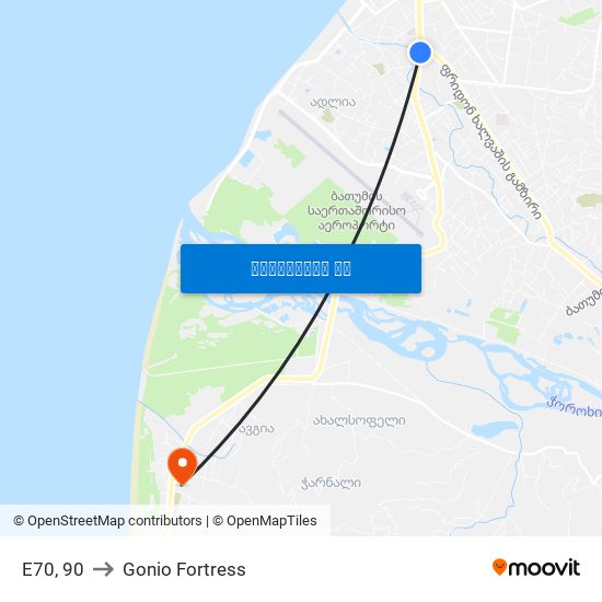 E70, 90 to Gonio Fortress map
