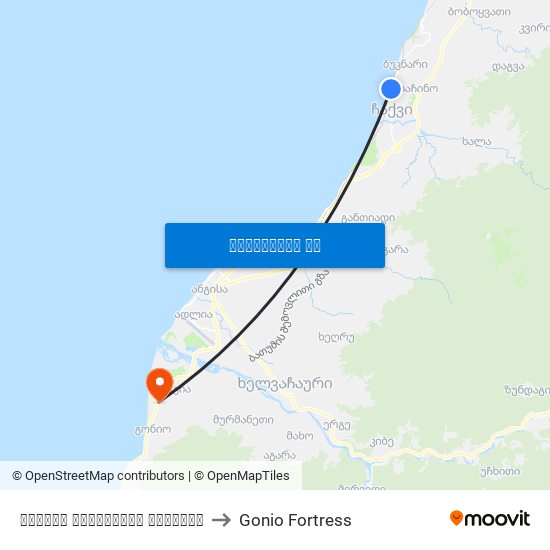 ჩაქვის რკინიგზის სადგური to Gonio Fortress map