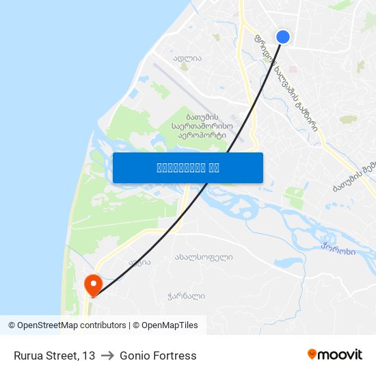 Rurua Street, 13 to Gonio Fortress map