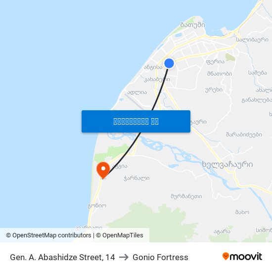 Gen. A. Abashidze Street, 14 to Gonio Fortress map
