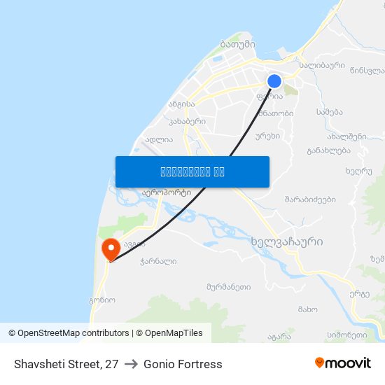 Shavsheti Street, 27 to Gonio Fortress map