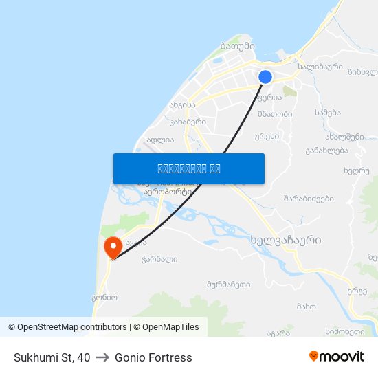 Sukhumi St, 40 to Gonio Fortress map