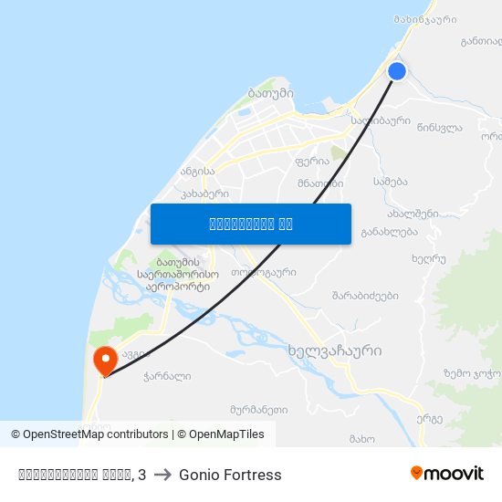 გრიშაშვილის ქუჩა, 3 to Gonio Fortress map