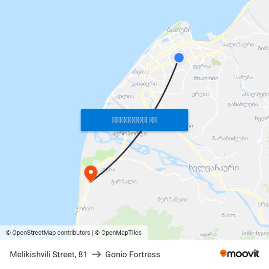 Melikishvili Street, 81 to Gonio Fortress map