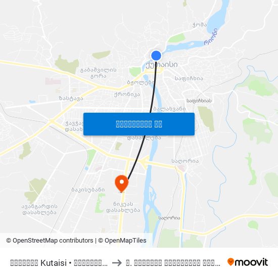 ქუთაისი Kutaisi • ავტოსადგური Bus Terminal #3 to ზ. ჟვანიას სახელობის სკოლა (Z. Zhvania School) map