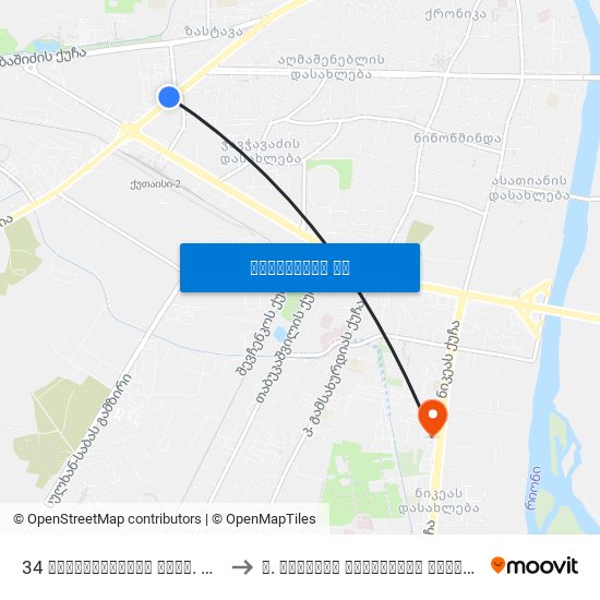 34 გამსახურდიას გამზ. Gamsakhurdia Ave. to ზ. ჟვანიას სახელობის სკოლა (Z. Zhvania School) map