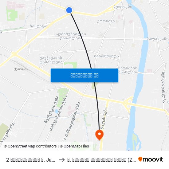 2 ჯავახიშვილის ქ. Javakhishvili St. to ზ. ჟვანიას სახელობის სკოლა (Z. Zhvania School) map