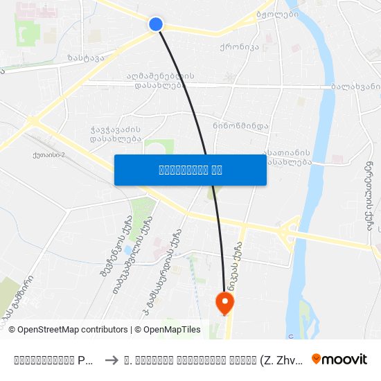 პოლიკლინიკა Policlinic to ზ. ჟვანიას სახელობის სკოლა (Z. Zhvania School) map