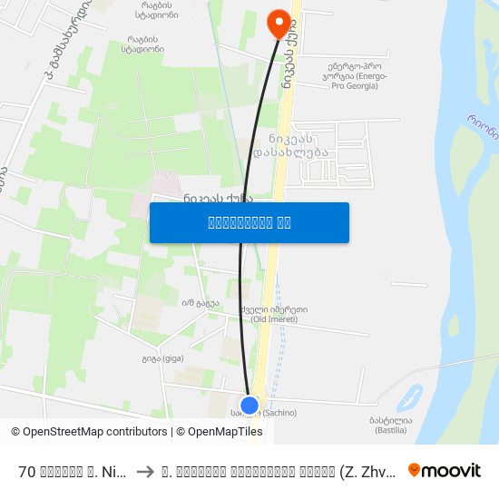 70 ნიკეას ქ. Nikea St. to ზ. ჟვანიას სახელობის სკოლა (Z. Zhvania School) map
