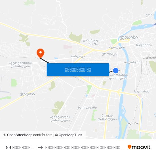 59 ასათიანის ქ. Asatiani St. to საქართველოს სუბტროპიკული უნივერსიტეტი (Georgian Subtropical University) map