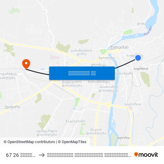 67 26 მაისის ქ. 26 May St. to საქართველოს სუბტროპიკული უნივერსიტეტი (Georgian Subtropical University) map