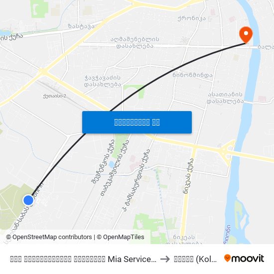 შსს მომსახურების სააგენტო Mia Service Agency to კოლხა (Kolkha) map