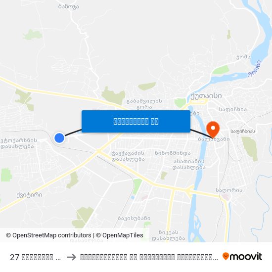 27 აბაშიძის ქ. Abashidze St. to ჰუმანიტარული და იურიდიული ინსტიტუტი (Humanitarian And Juridical Institute) map