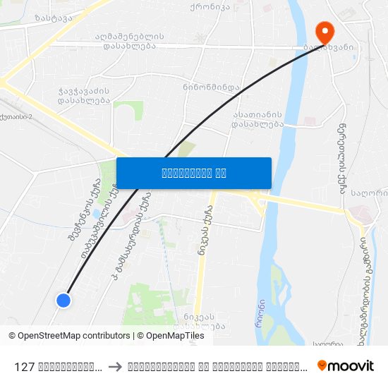 127 თაბუკაშვილის ქ. Tabukashvili St. to ჰუმანიტარული და იურიდიული ინსტიტუტი (Humanitarian And Juridical Institute) map