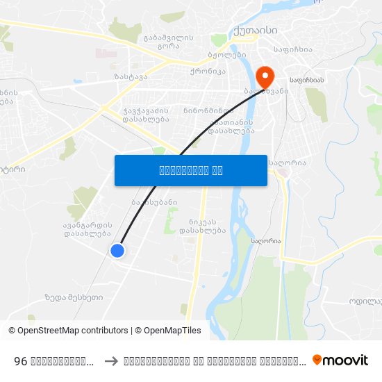 96 თაბუკაშვილის ქ. Tabukashvili St. to ჰუმანიტარული და იურიდიული ინსტიტუტი (Humanitarian And Juridical Institute) map