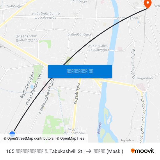 165 თაბუკაშვილის ქ. Tabukashvili St. to მასკი (Maski) map
