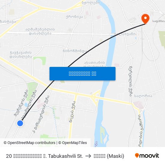 20 თაბუკაშვილის ქ. Tabukashvili St. to მასკი (Maski) map