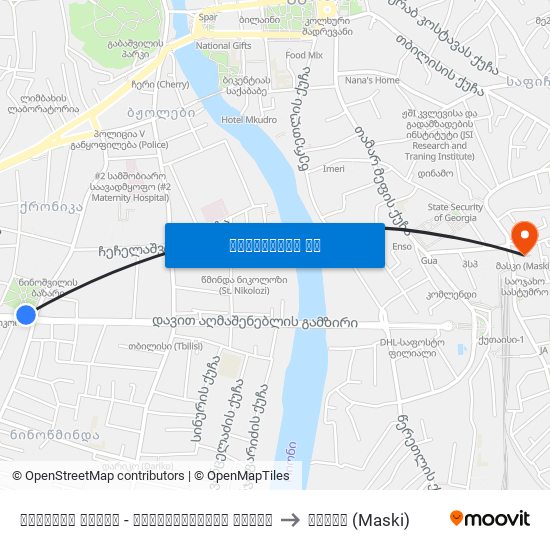 დიდების პარკი - აღმაშენებლის მხარე to მასკი (Maski) map