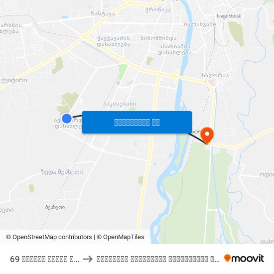 69 სულხან საბას გამზ. Sulkhan Saba Ave. to წერეთლის სახელობის სახელმწიფო უნივერსიტეტი (Tsereteli State University) map