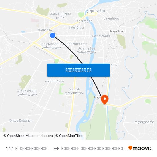 111 დ. აღმაშენებლის გამზ. D. Aghmashenebeli Ave. to წერეთლის სახელობის სახელმწიფო უნივერსიტეტი (Tsereteli State University) map