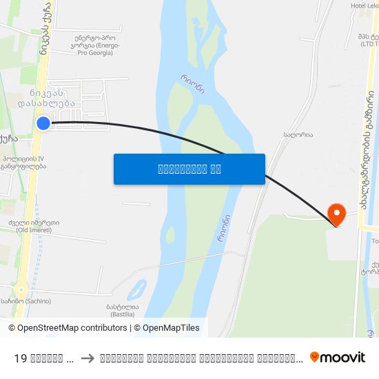 19 ნიკეას ქ. Nikea St. to წერეთლის სახელობის სახელმწიფო უნივერსიტეტი (Tsereteli State University) map