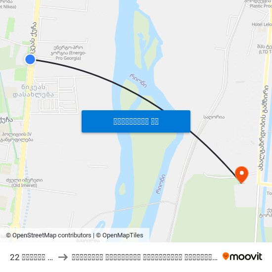 22 ნიკეას ქ. Nikea St. to წერეთლის სახელობის სახელმწიფო უნივერსიტეტი (Tsereteli State University) map