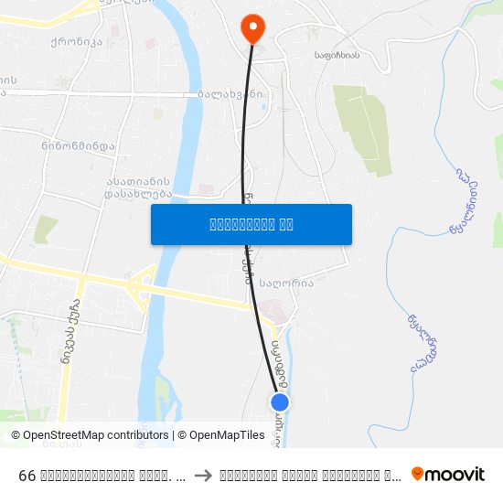 66 ახალგაზრდობის გამზ. Akhalgazrdoba Ave. to ქუთაისის აკაკი წერეთლის სახელმწიფო უნივერსიტეტ map