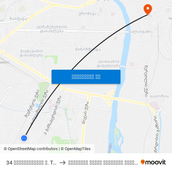 34 თაბუკაშვილის ქ. Tabukashvili St. to ქუთაისის აკაკი წერეთლის სახელმწიფო უნივერსიტეტ map