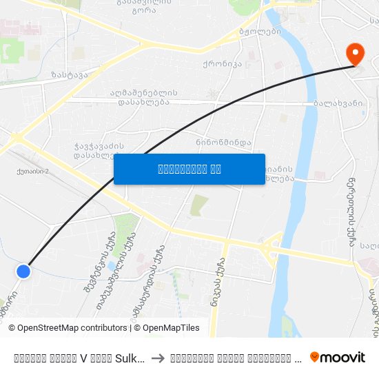 სულხან საბას V ჩიხი Sulkhan Saba V Cul De Sac to ქუთაისის აკაკი წერეთლის სახელმწიფო უნივერსიტეტ map