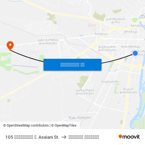 105 ასათიანის ქ. Asaiani St. to კადეტთა კორპუსი map
