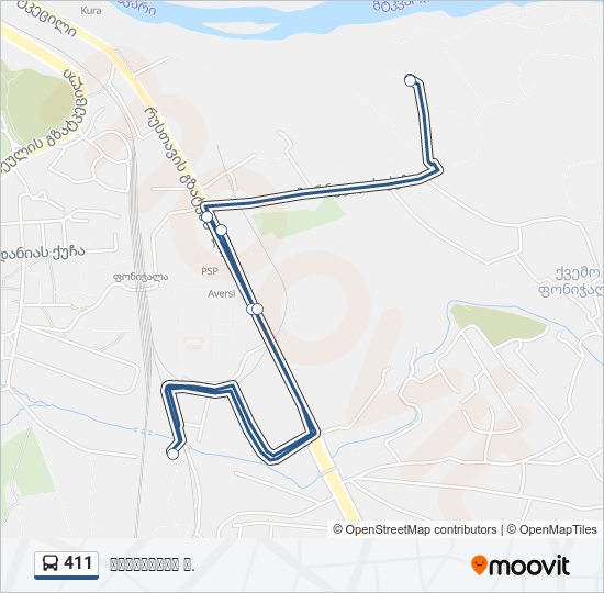 411 bus Line Map